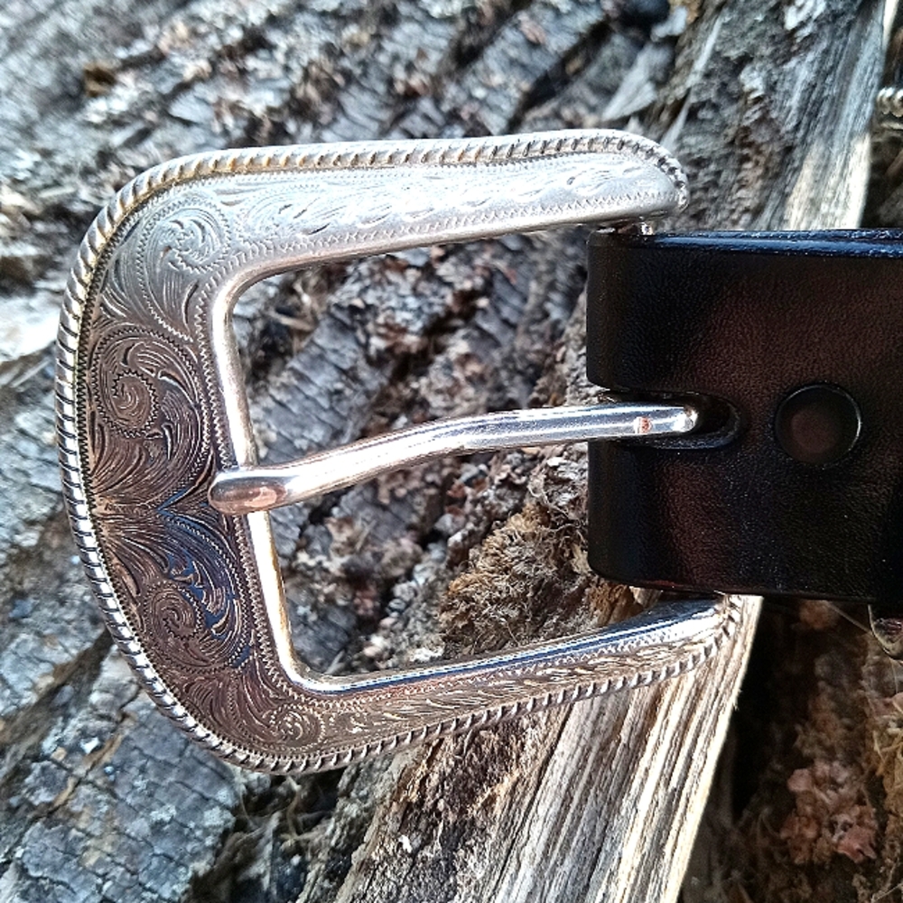 Sexy Tooled & Silver Cowboy 3-D Belt Sz 42 - Picture 4 of 8